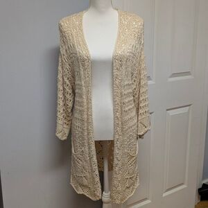 Blu Pepper Vintage Crochet Knit Sweater/Cardigan Size L